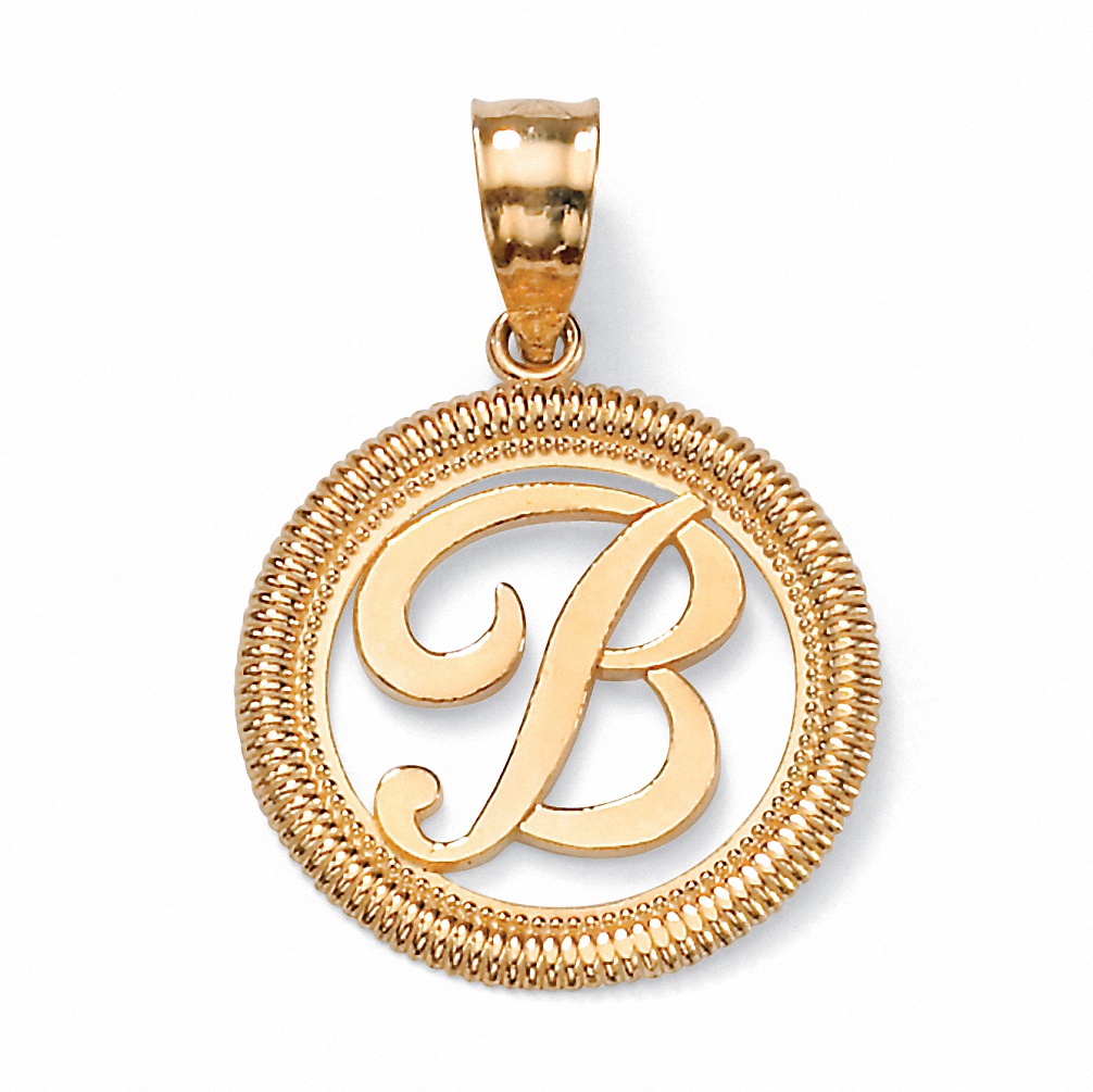 14k Gold Script Initial Pendant