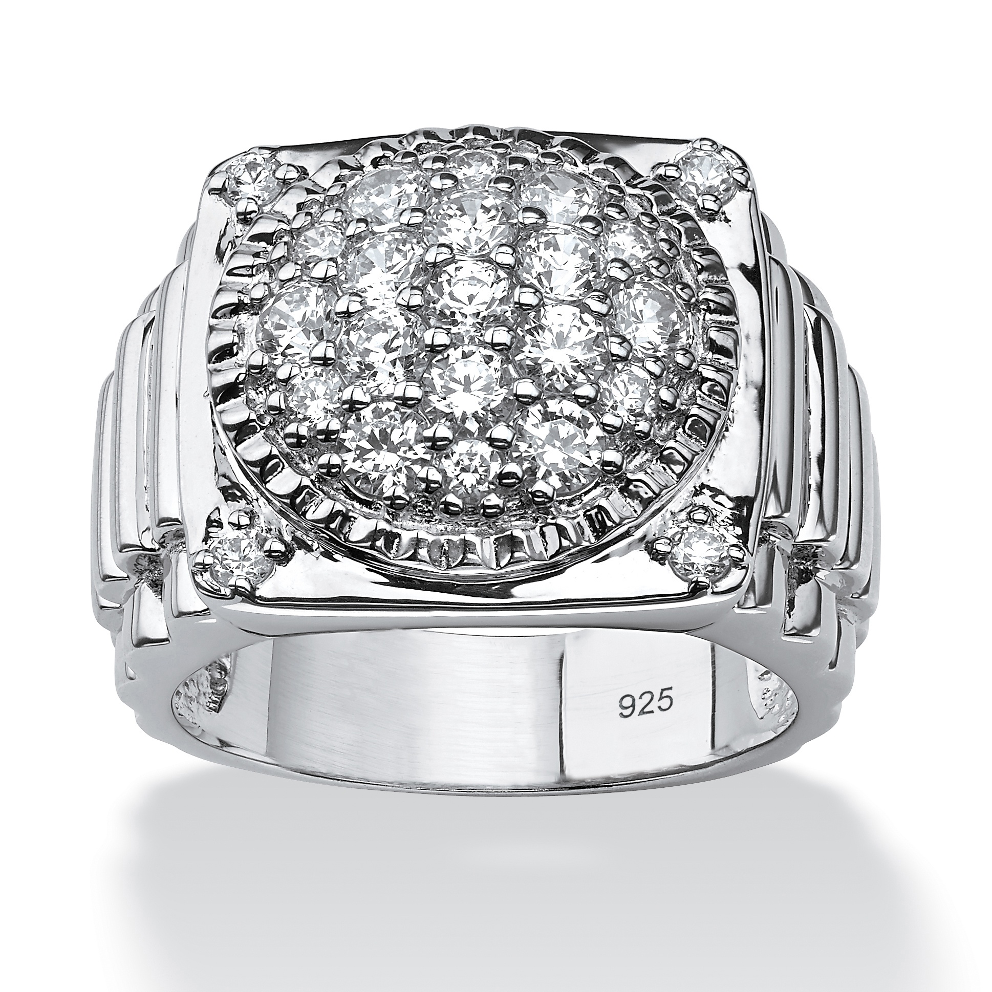 Platinum over Sterling Silver Men's DiamonUltra&trade; CZ Ring
