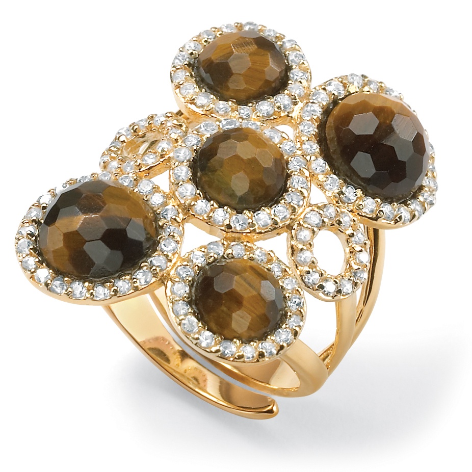 Tiger's-Eye DiamonUltra™ CZ 18k Gold over Sterling Silver Ring
