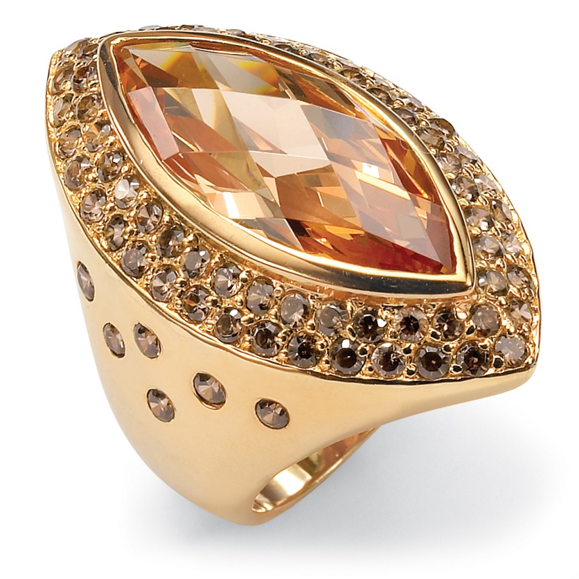 Gold Over Silver DiamonUltra&trade; Cubic Zirconia Champagne Women's Ring