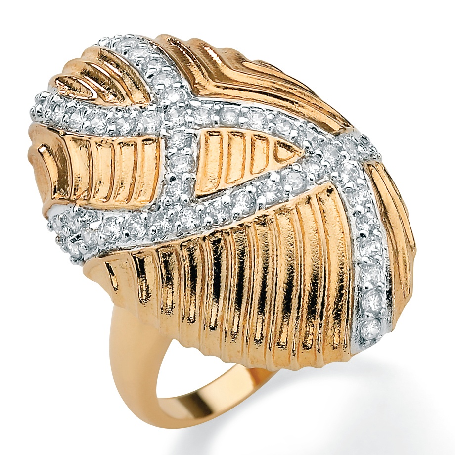 DiamonUltra&trade; CZ Layered 14k Gold Swirl Ring