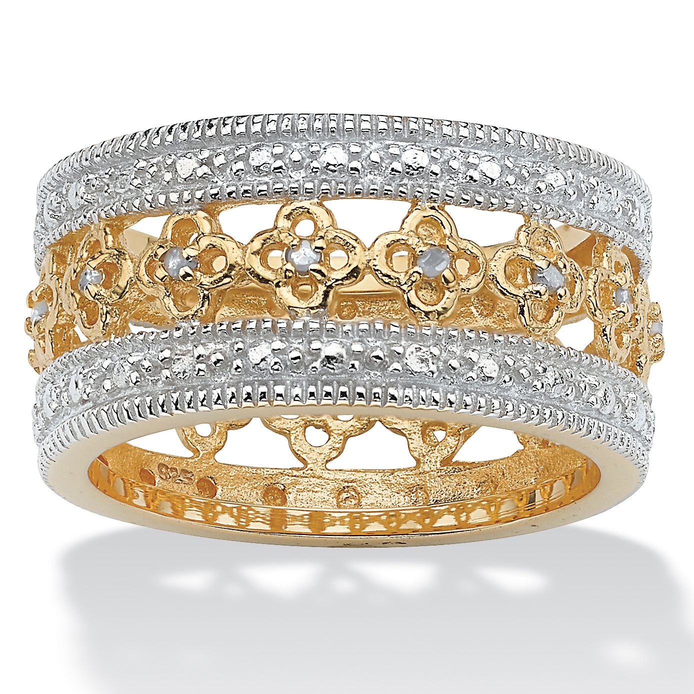 Gold Over Silver Diamond Women's Ring