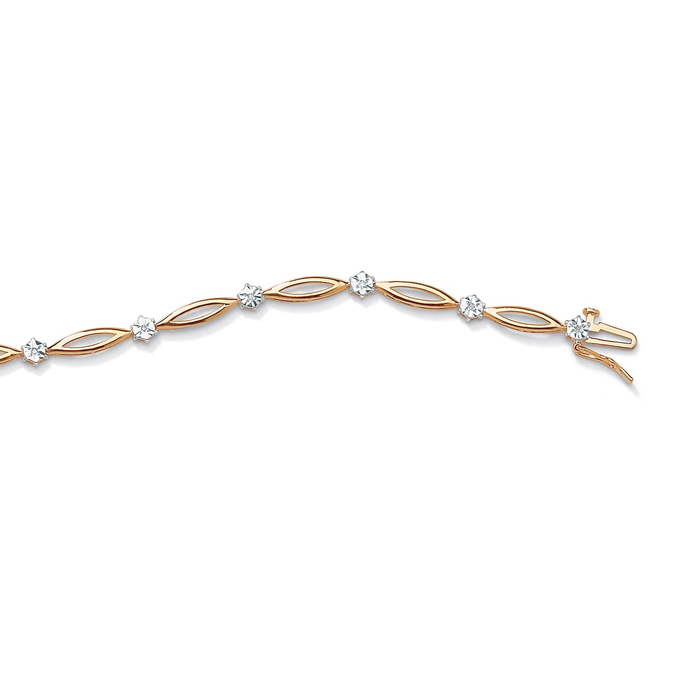 10k Gold Diamond Accent Almond-Shaped Link Bracelet 7 3/4"