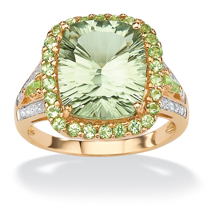 Amethyst/Peridot & Diamond Accent 10k Gold Ring