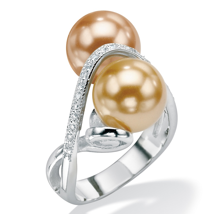 Cultured Pearl and DiamonUltra&trade; CZ Ring