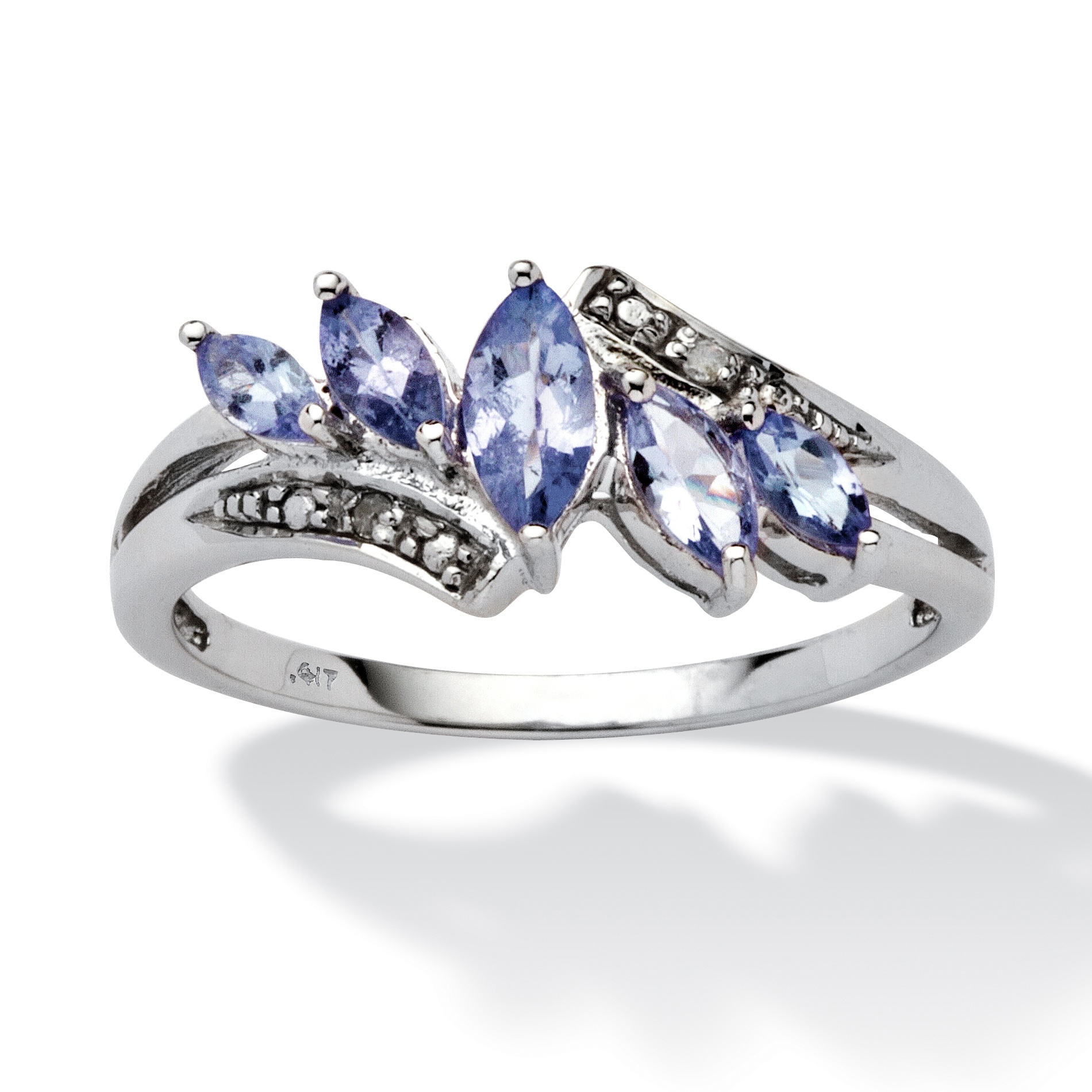 Tanzanite & Diamond Accent 10k White Gold Marquise-Cut Ring
