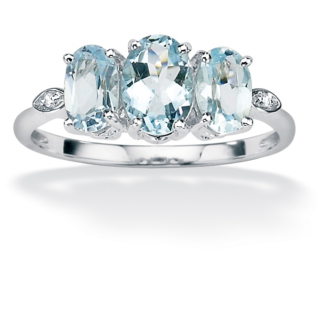 Aquamarine & Diamond Accent 10k White Gold Ring