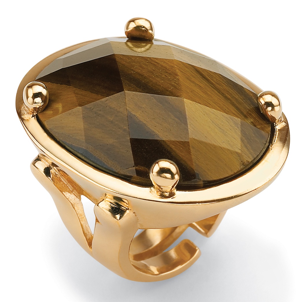 18K Gold Over Sterling Silver Tiger's-Eye Ring