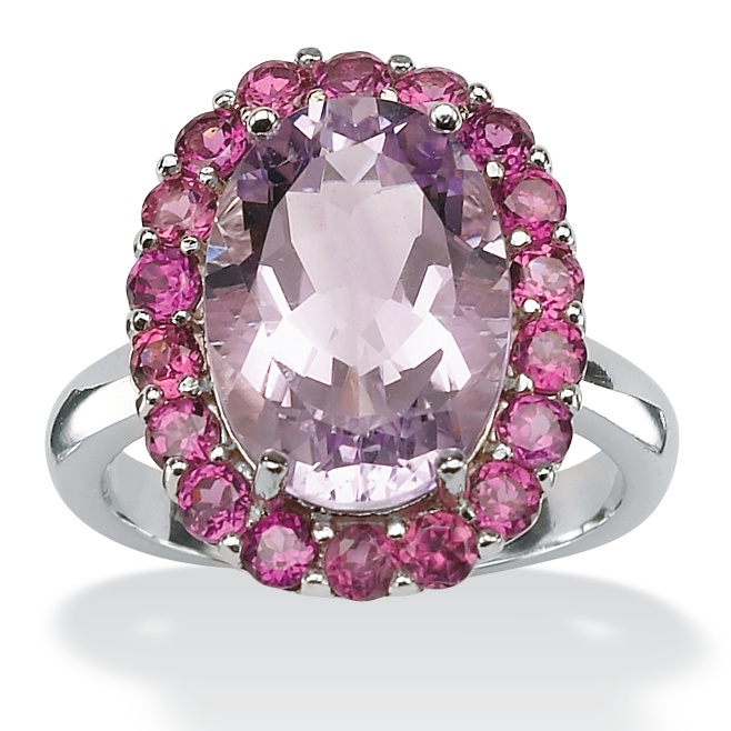 Sterling Silver Amethyst Pink and Rhodolite Women s Ring