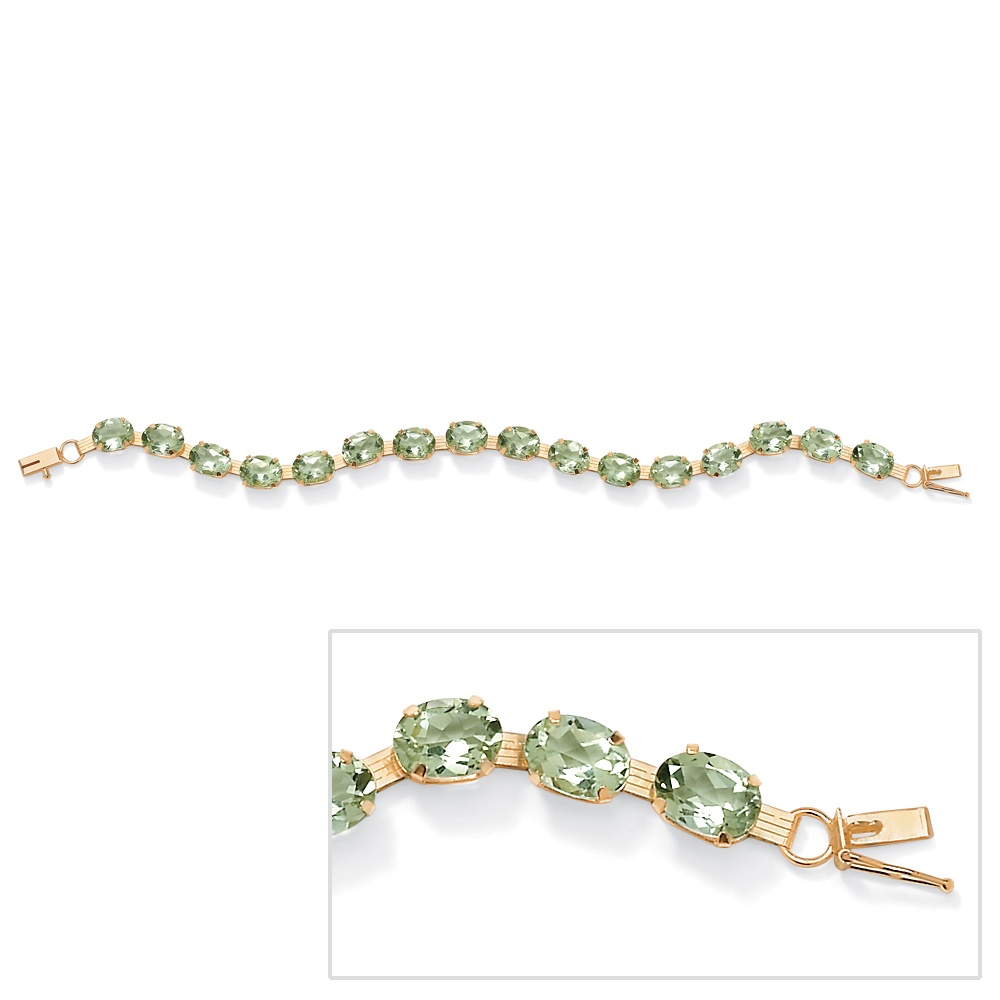 Green Amethyst 10k Gold Tennis Bracelet 7 1/4"