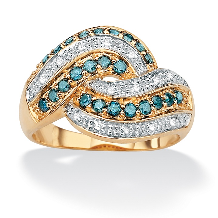 Blue & White Diamond Tutone 10k Gold Ring