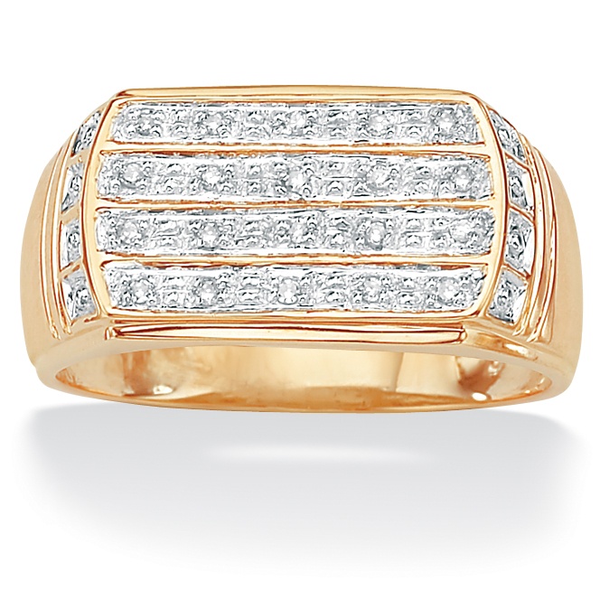 Men's Diamond 10k Gold Multi-Row Ring