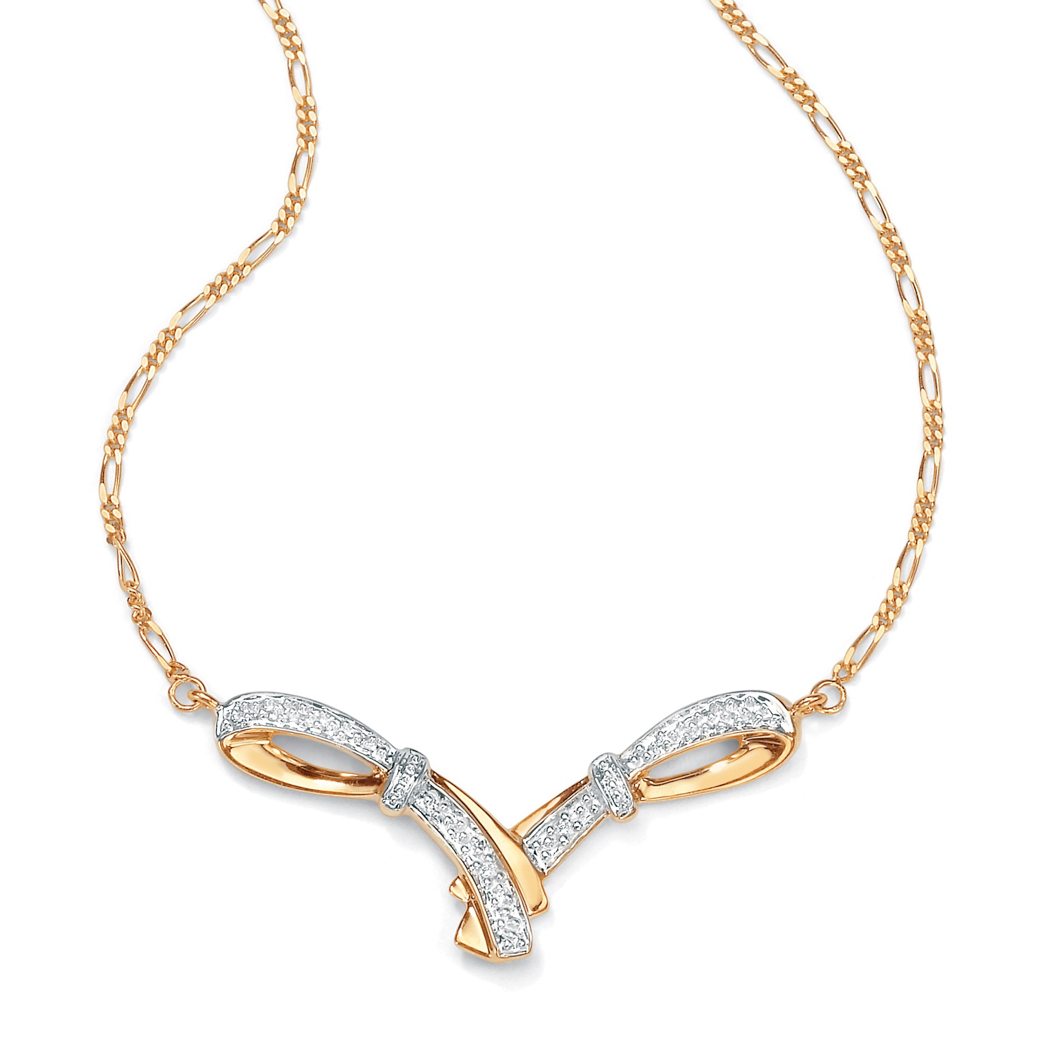 Diamond Accent 10k Gold Crossover Necklace 17"