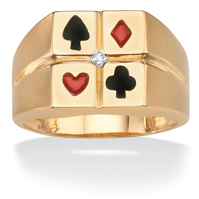 Men's Diamond Accent 10k Gold & Enamel Card Suit Ring