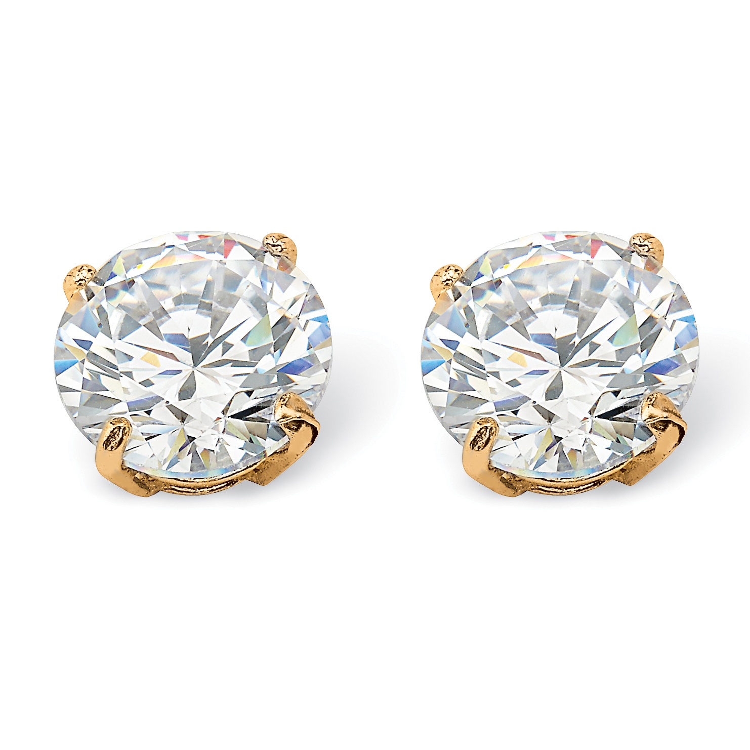 10k Gold 2 Carat T.W. Round DiamonUltra&trade; Cubic Zirconia Stud Pierced ...