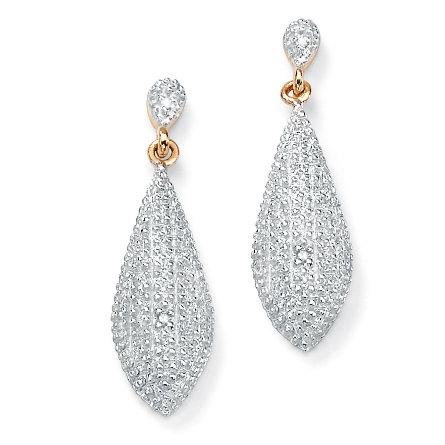 10K Gold Diamond Accent Drop Pierced Earrings