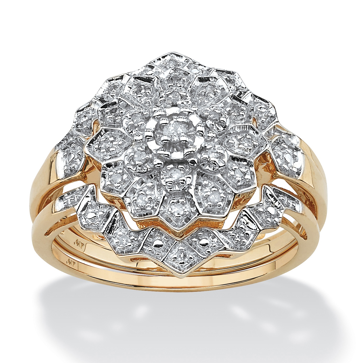 3-Piece Diamond 10k Gold Wedding Set