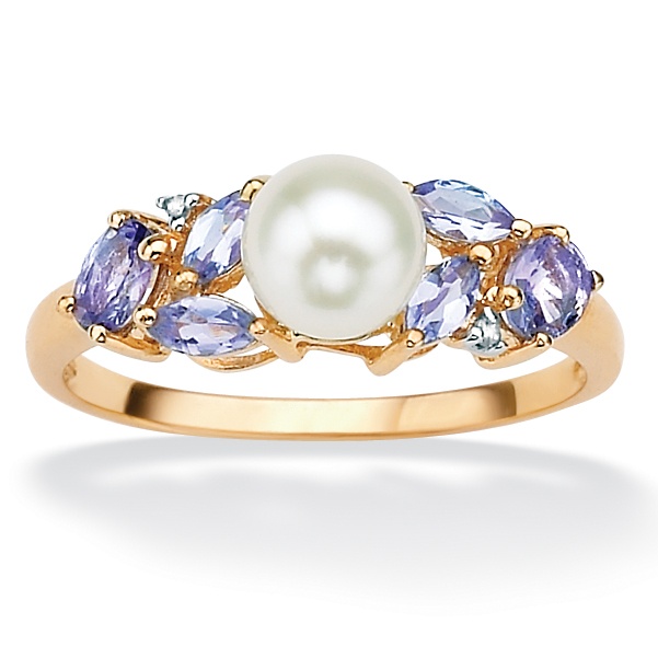 Pearl & Tanzanite 10k Gold Ring