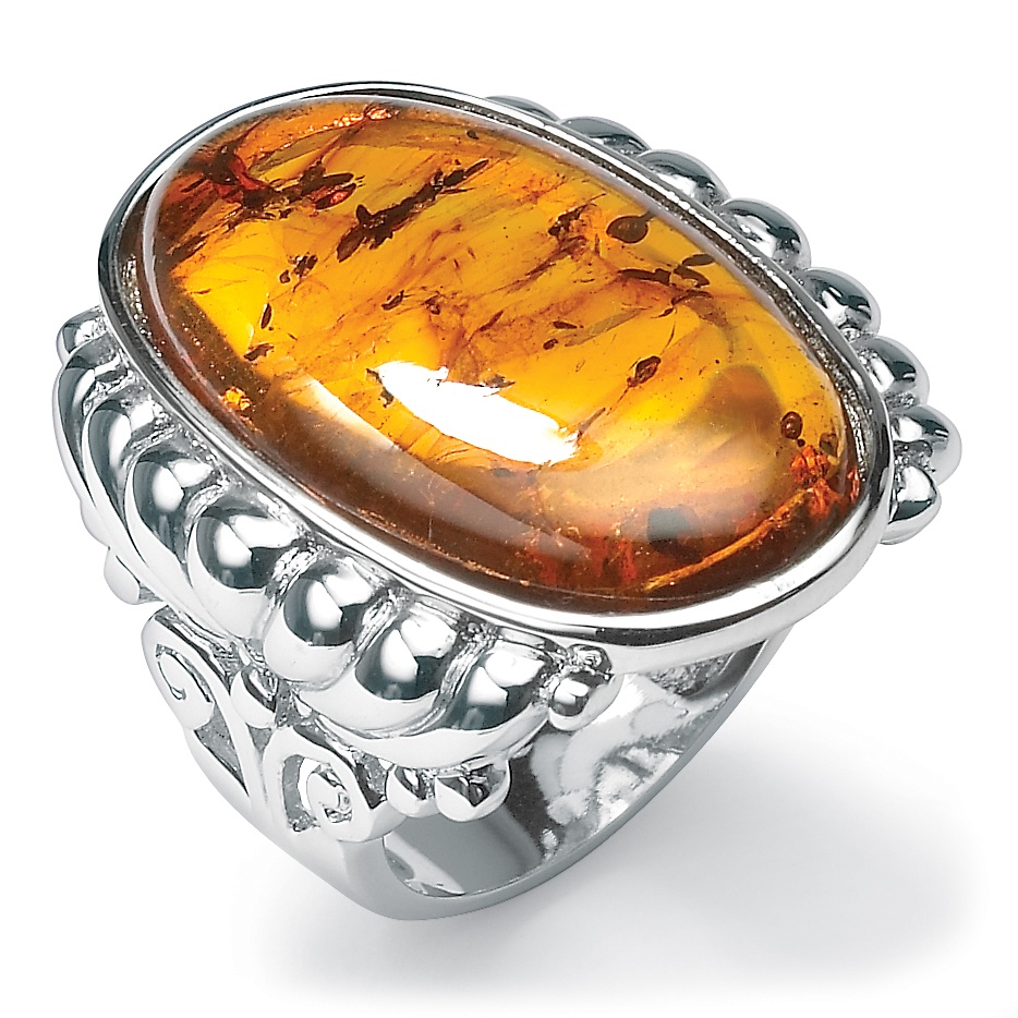 Sterling Silver Cognac Amber Ring