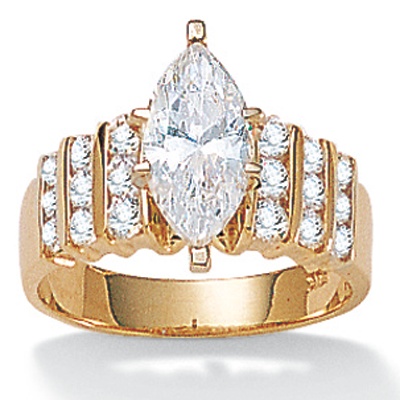 DiamonUltra™ CZ 18k Gold over Sterling Silver Marquise Ring