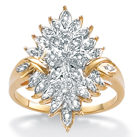 Diamond 18k Gold over Sterling Silver Dazzle Ring