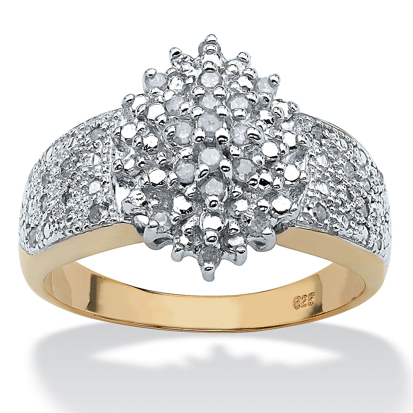 Diamond 18k Gold over Sterling Silver Cluster Ring