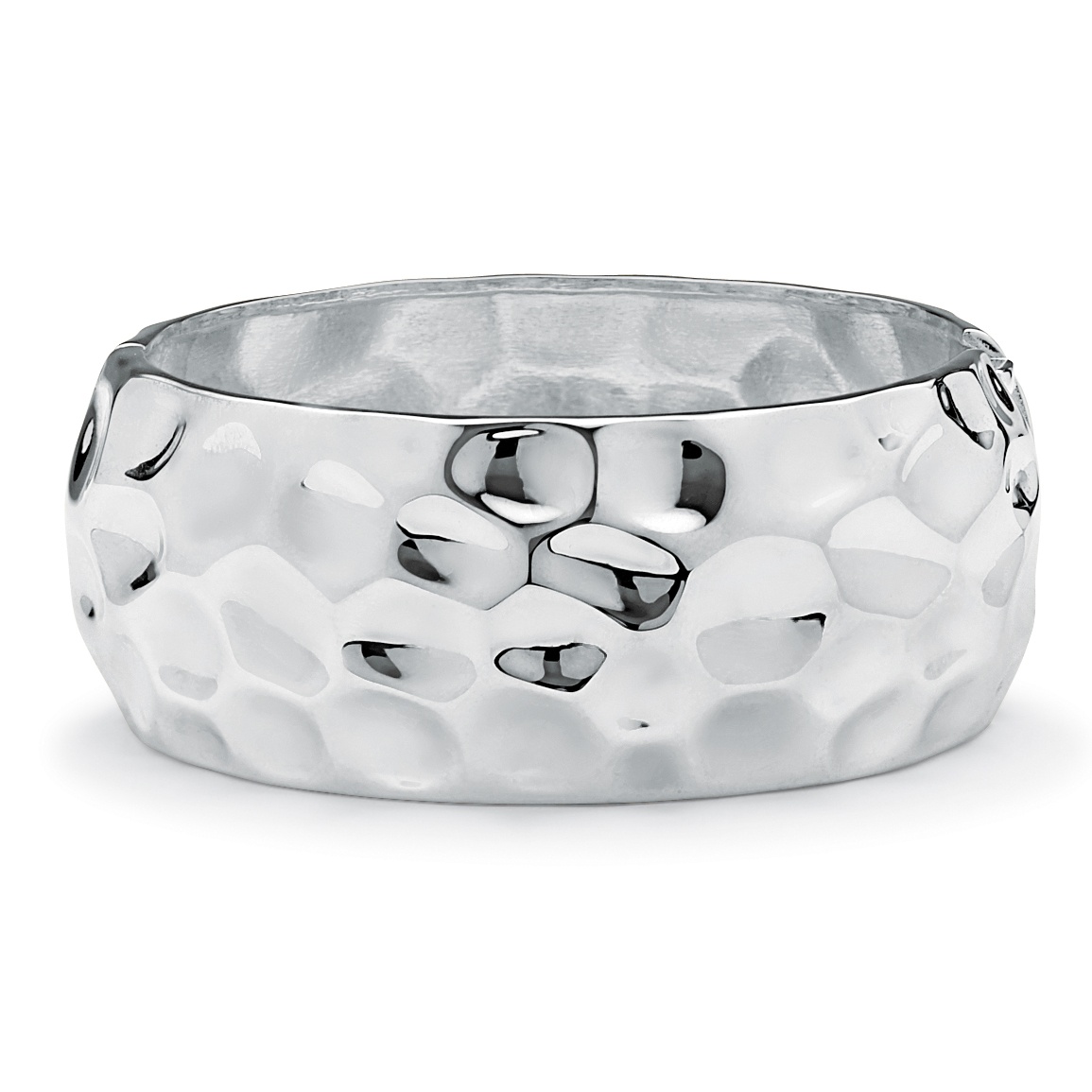 Hammered-Style Bangle Bracelet Silvertone