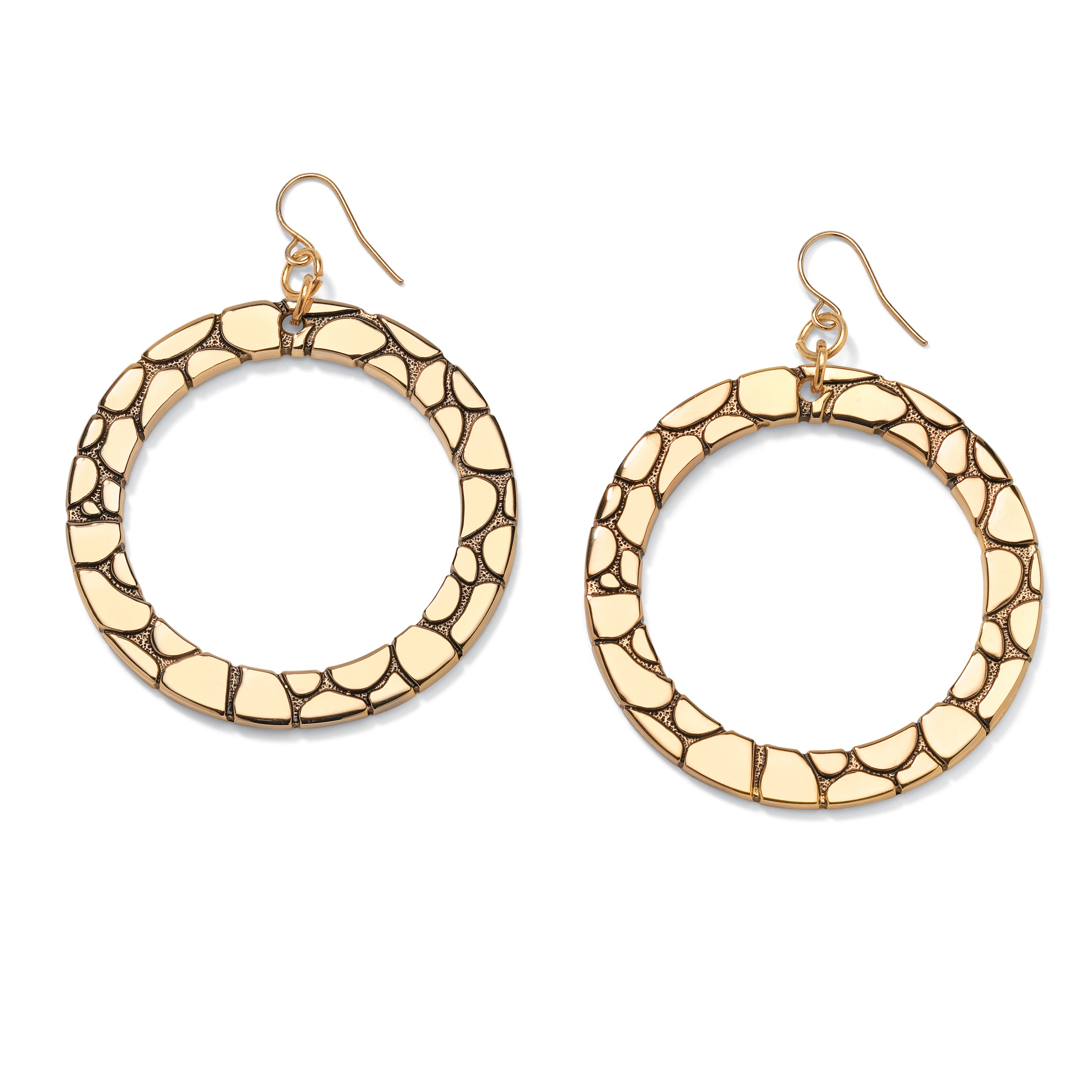 Goldtone Patterned Hoop Pierced Earrings