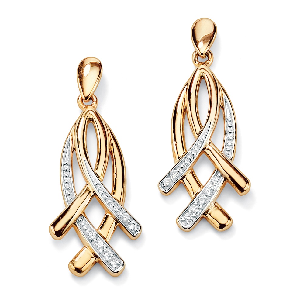 10K Gold Diamond Accent Drop Earrings