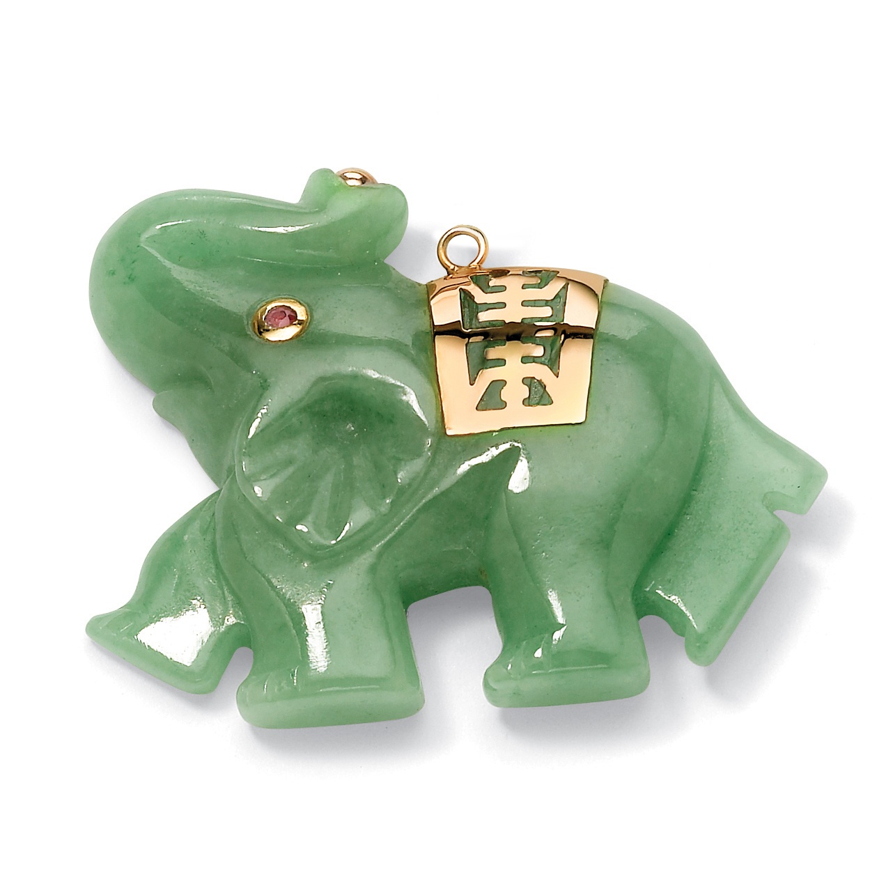 14K Gold Jade Green Elephant Pendant (Women's)