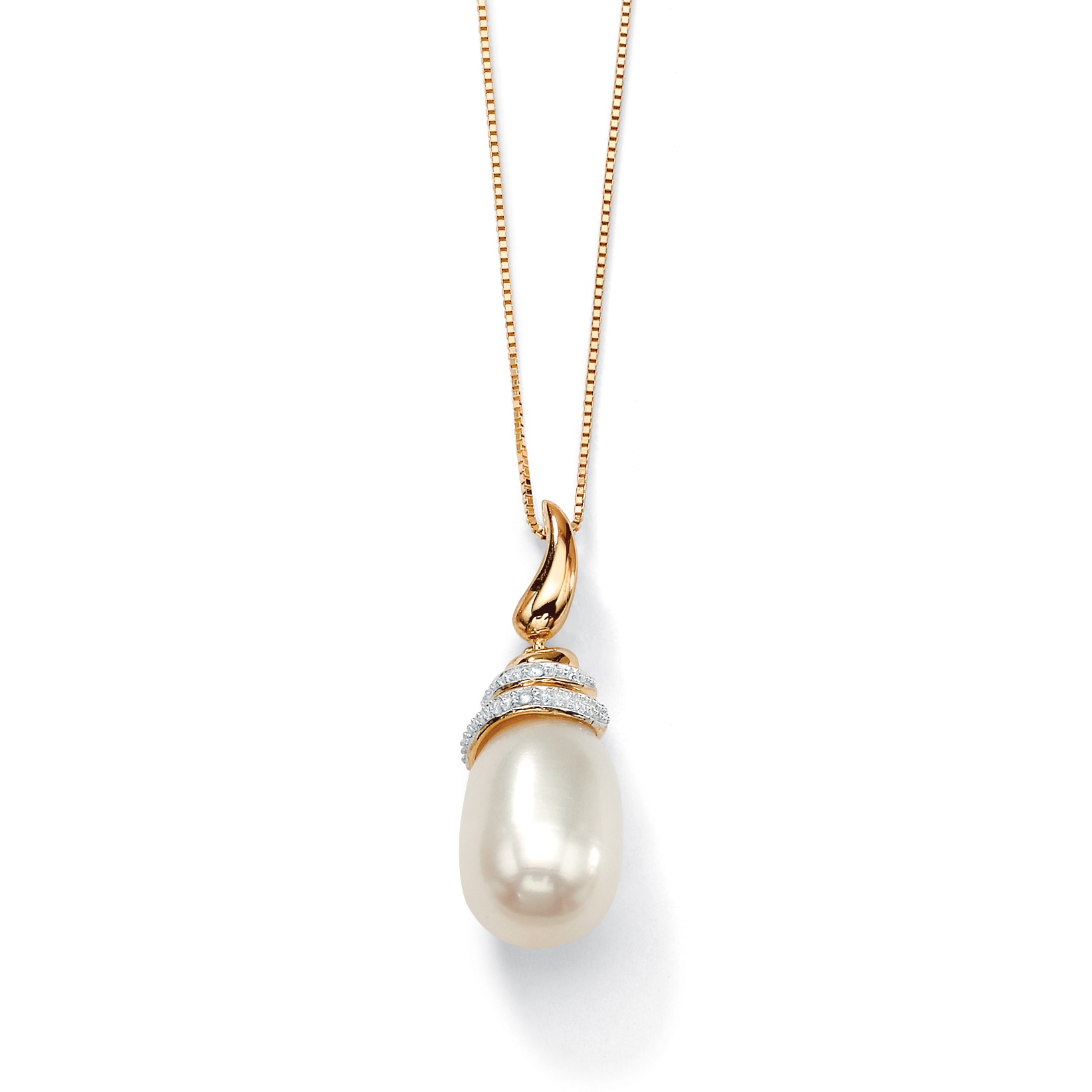 10K Gold Cultured Freshwater Pearl and Diamond Accent Pendant