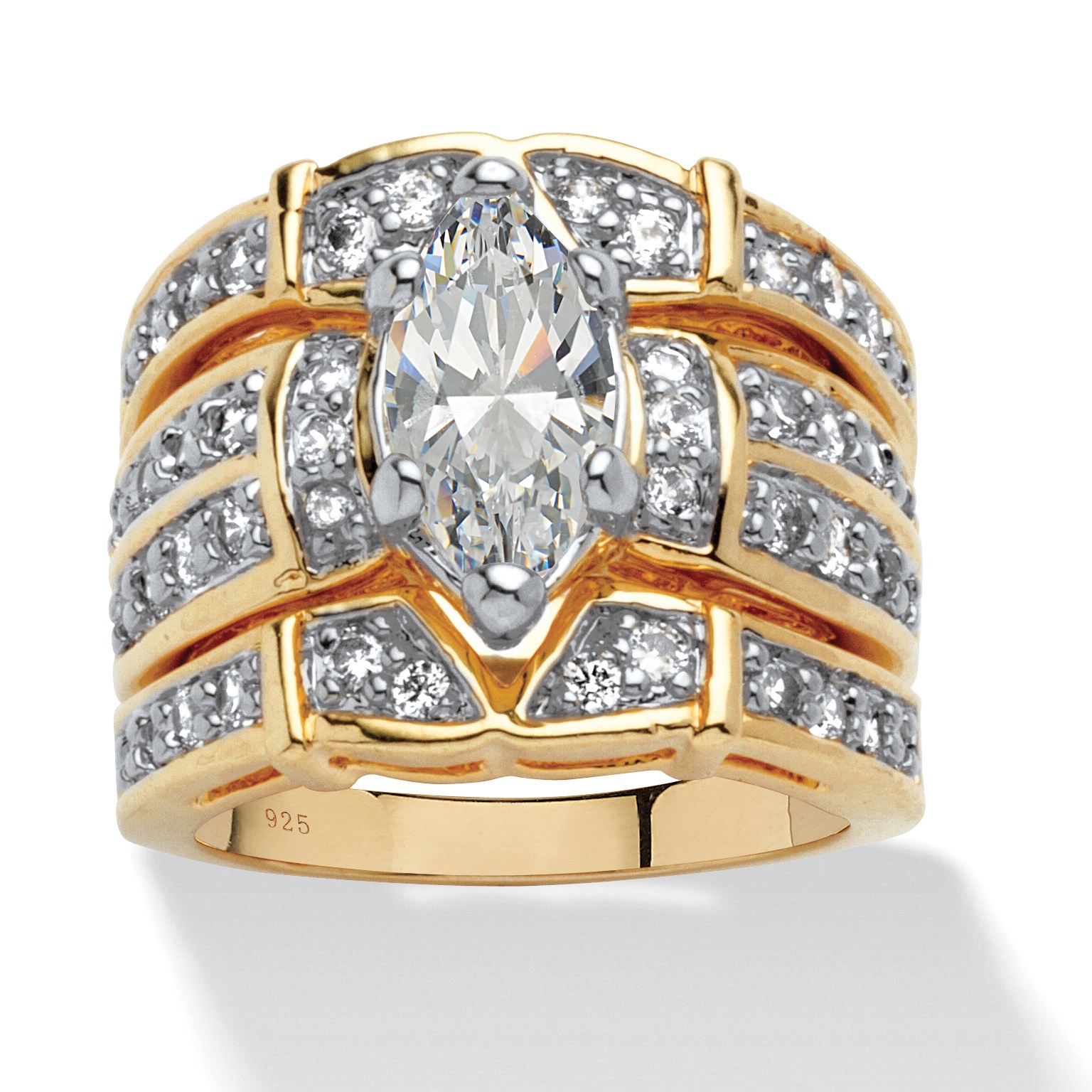 DiamonUltra&trade; Cubic Zirconia 18k Gold Over Silver Ring