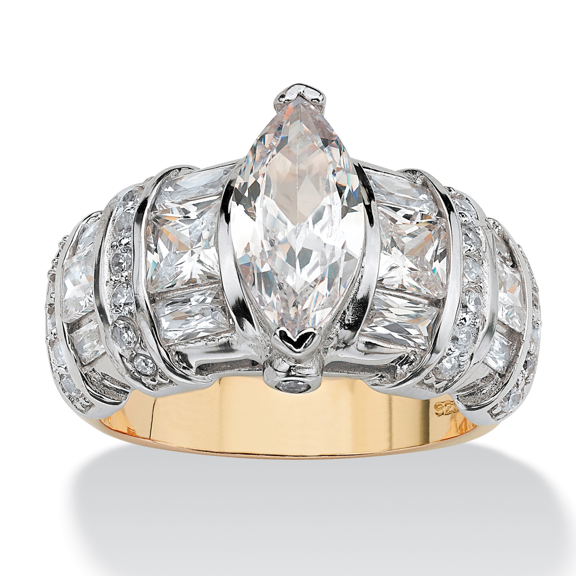 Tutone 18k Gold over Sterling Silver Multi-Cut DiamonUltra&trade; Cubic ...