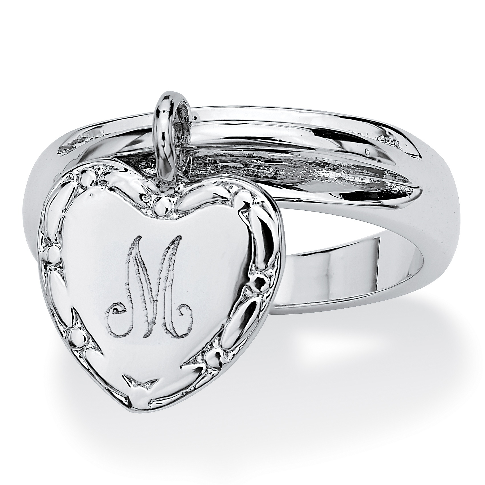 Personalized Heart Charm Ring