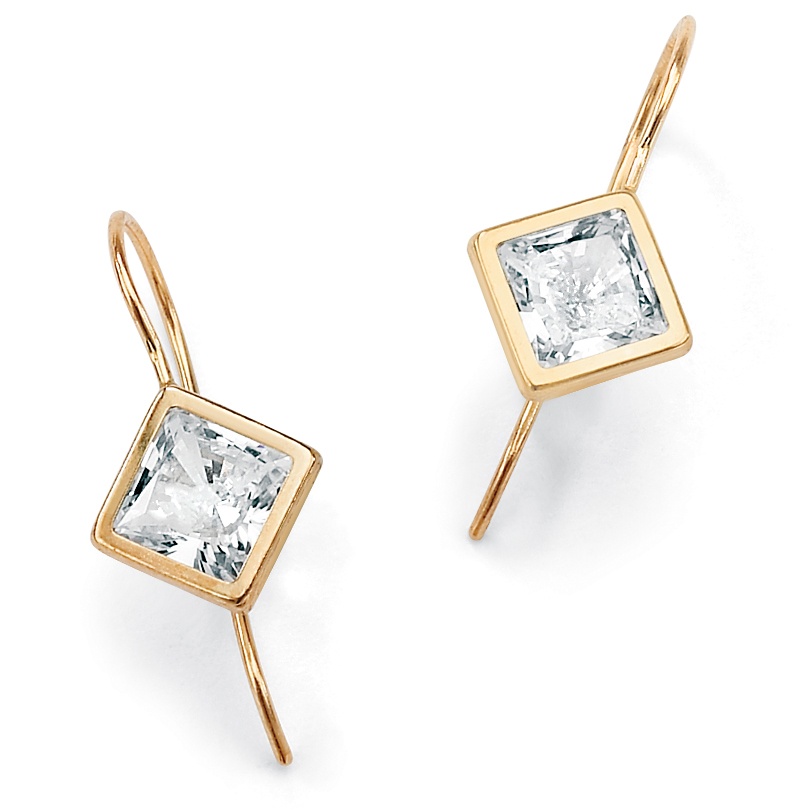 10K Gold DiamonUltra&trade; Cubic Zirconia Pierced Earrings