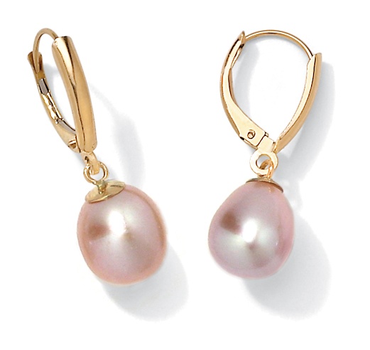 14K Gold Pink Cultured Freshwater Pearl Pierced Earrings