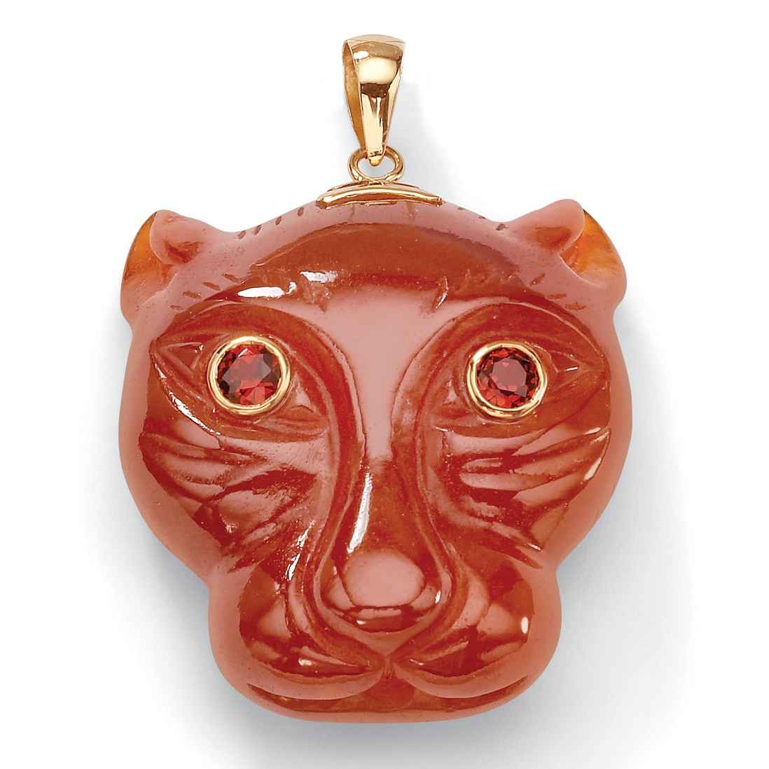 Red Jade 14k Gold Tiger Pendant