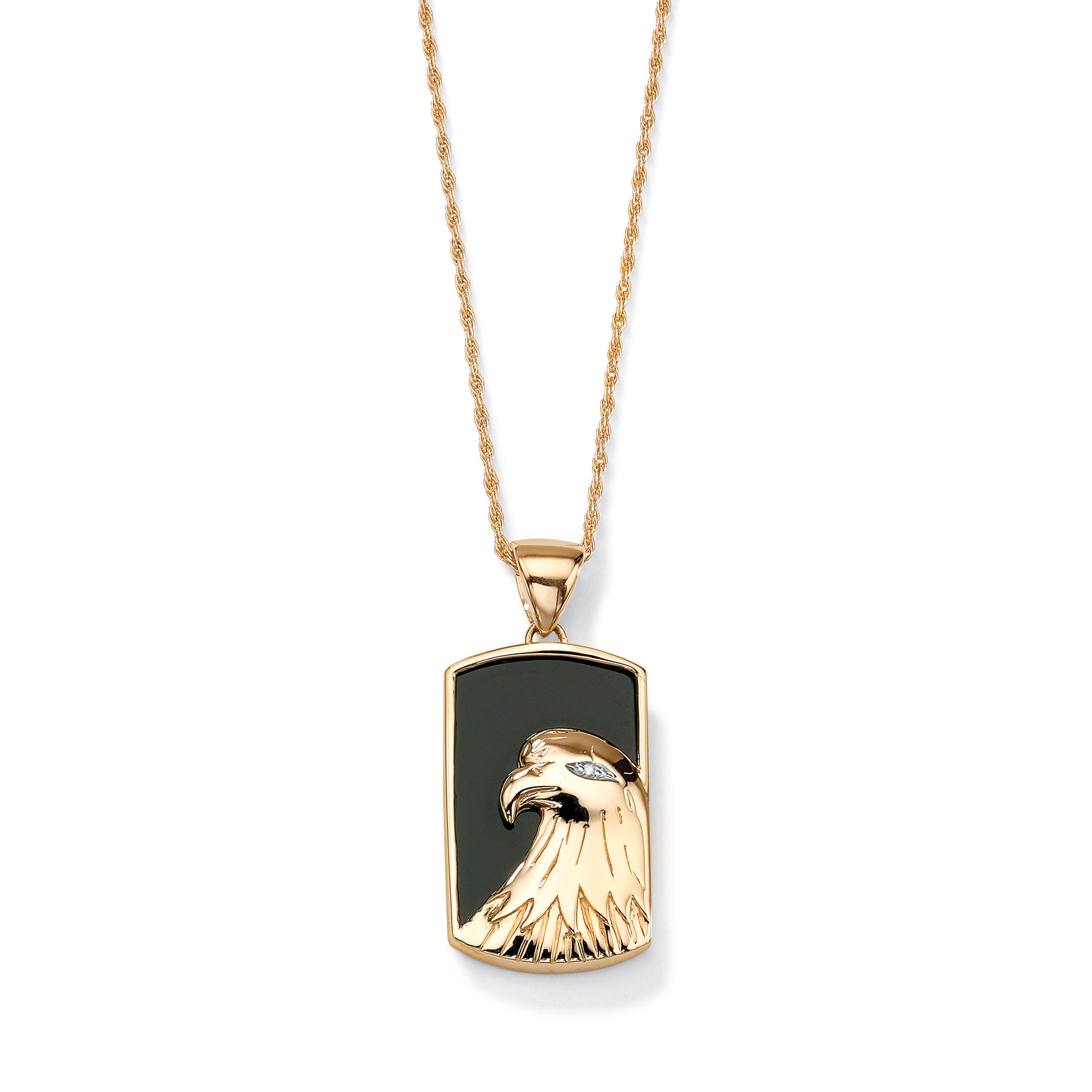 Men's Reconstituted Onyx & Diamond Accent 10k Gold Eagle Pendant