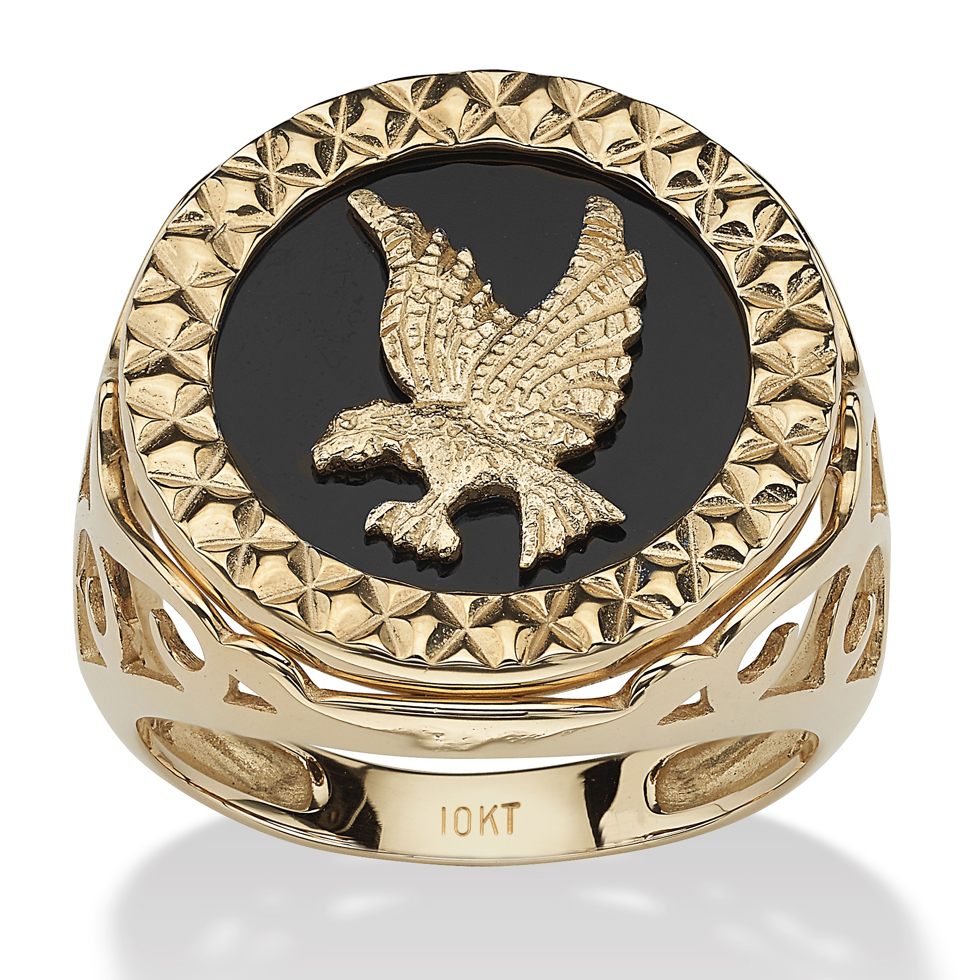 Men's Onyx & Diamond Accent 10k Gold Eagle Ring