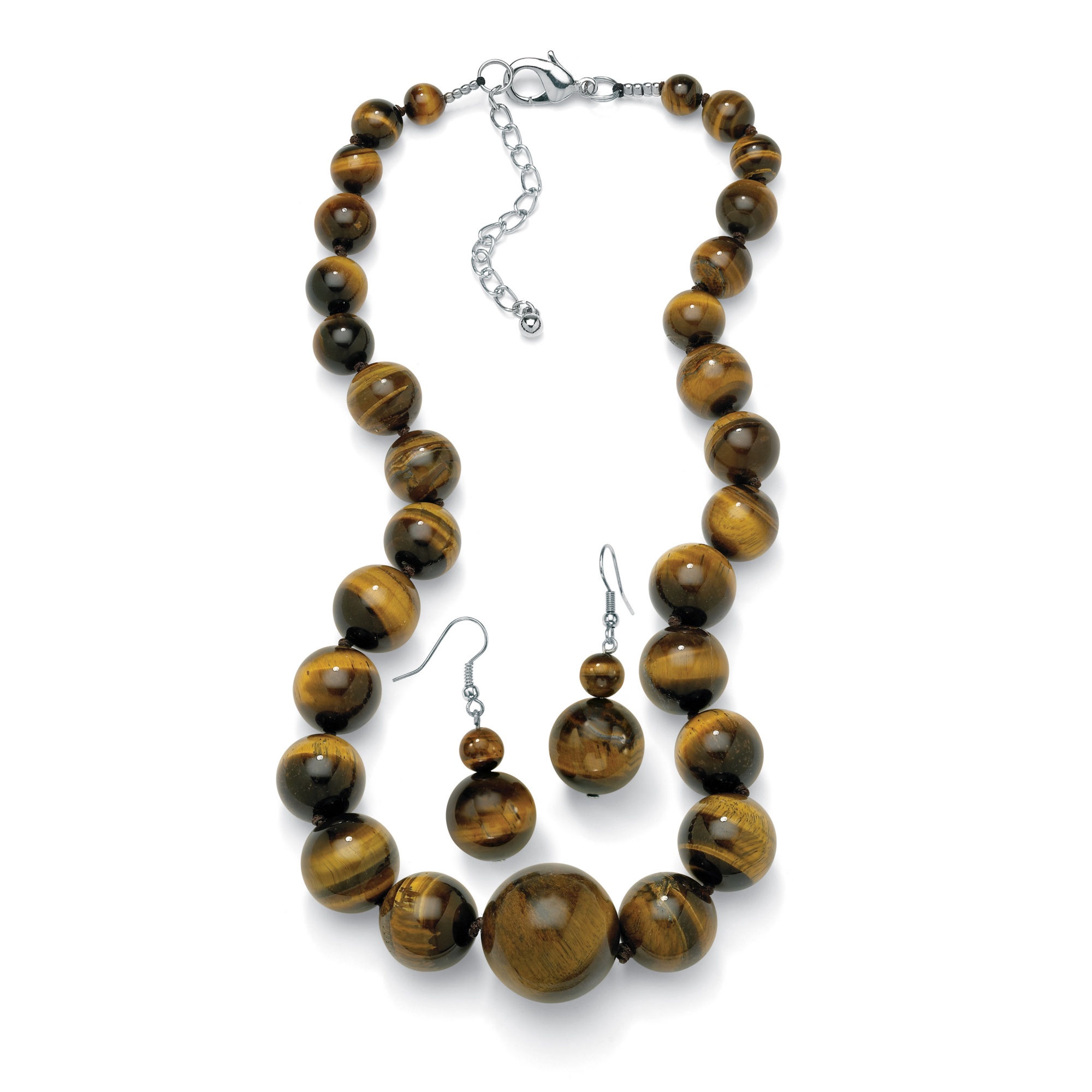 Tiger's-Eye Beaded Necklace and Earring Set