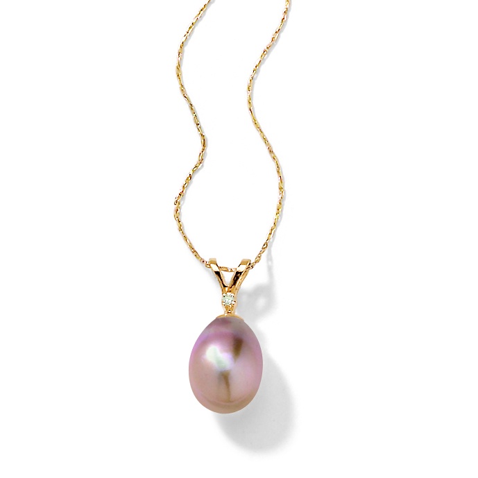 Pink Pearl & Diamond Accent 14k Gold Pendant