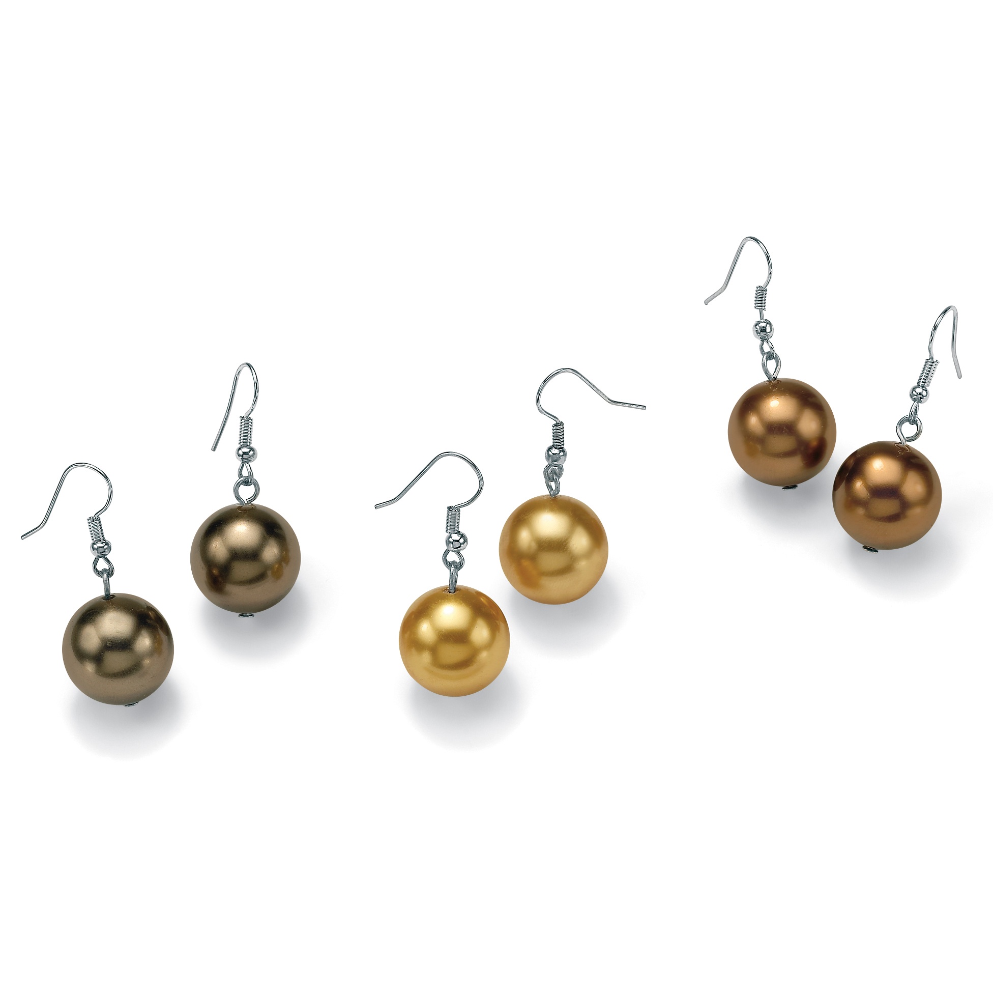 Set of 3 Pairs of Shell Pearl Pierced Earrings