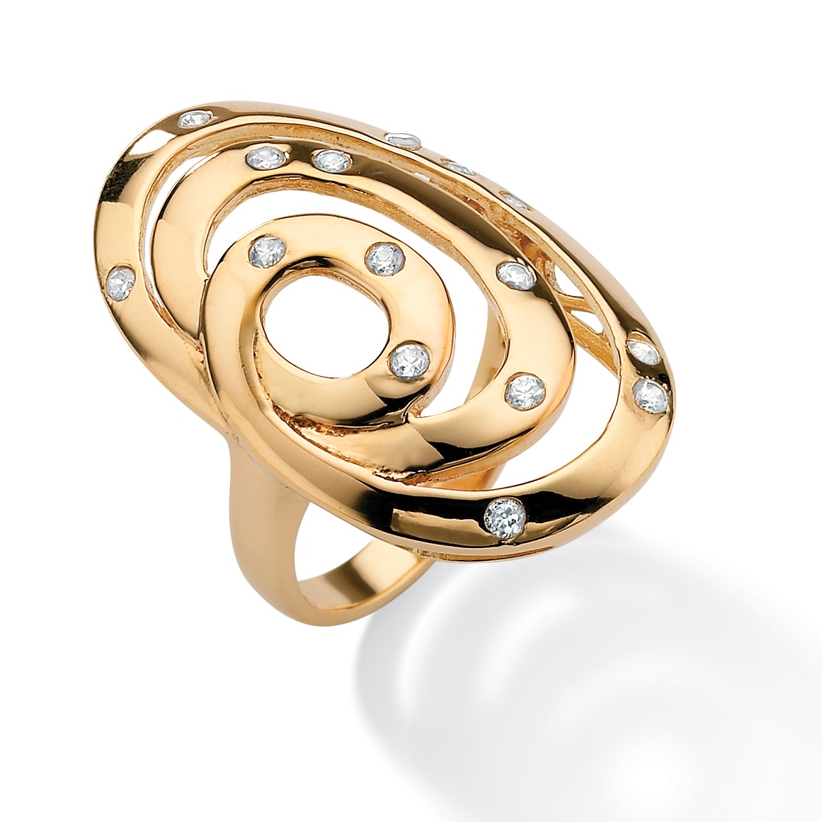 Gold Over Silver DiamonUltra&trade; Cubic Zirconia White Women's Ring