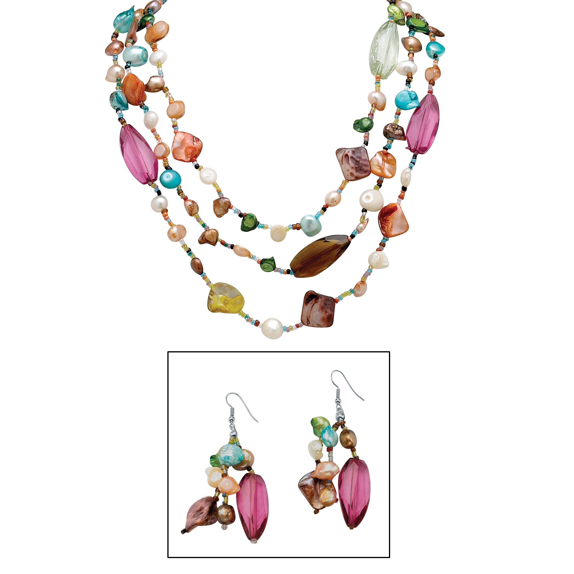 Multi-Colored Shell and Lucite Jewelry Set