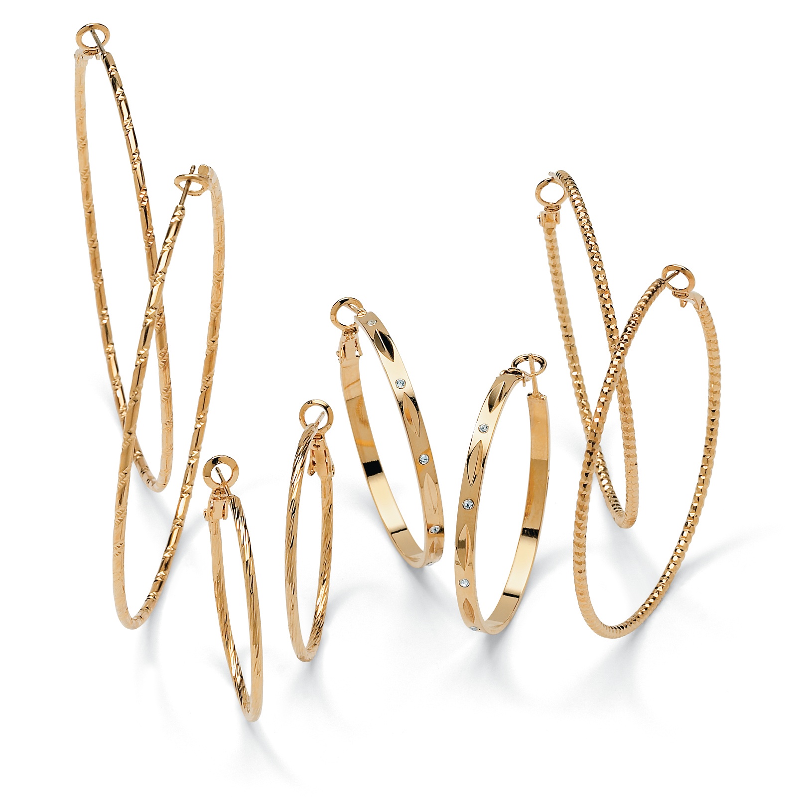 Set of 4 Pairs of Hoop Pierced Earrings