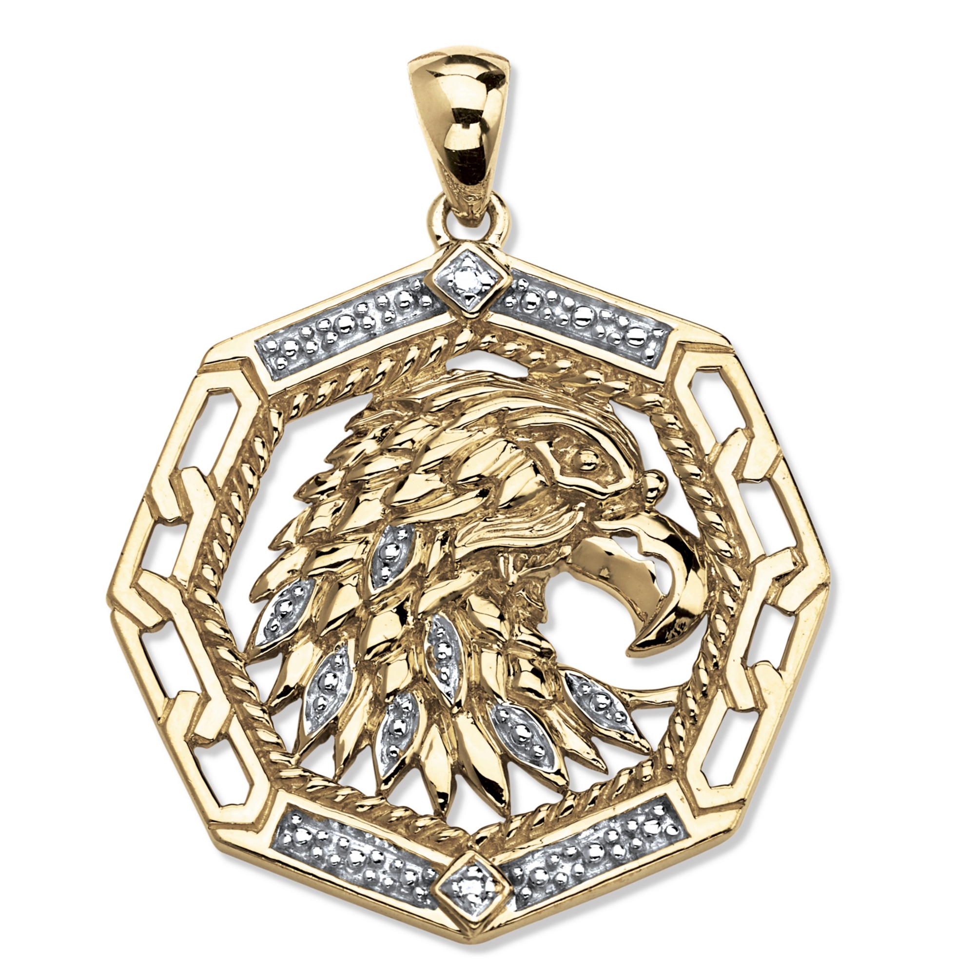 18k Gold Over Silver Diamond Men's Pendant