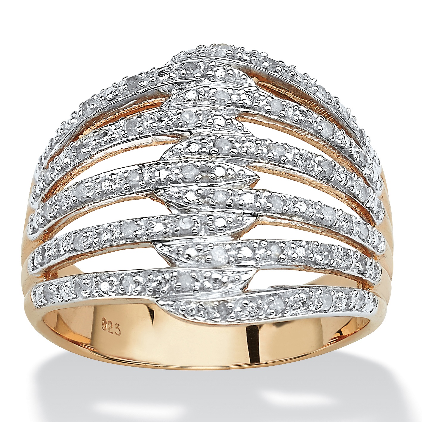 18k Gold Over Silver Diamond Dome Ring