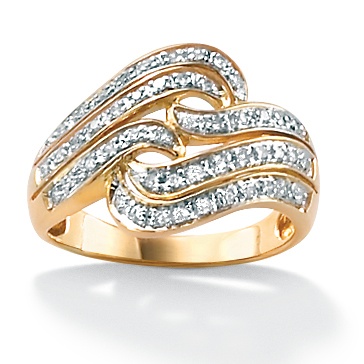 18k Gold Over Silver Diamond Women's Ring