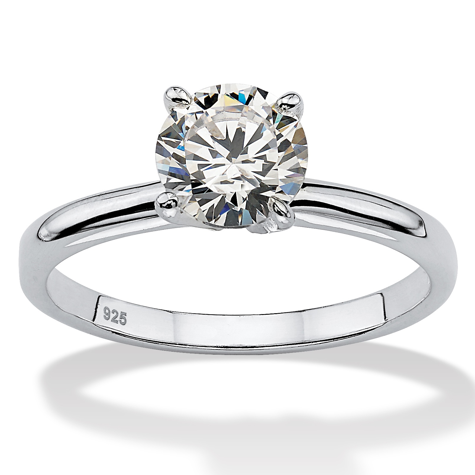Silver/DiamonUltra&trade; CZ Solitaire Ring