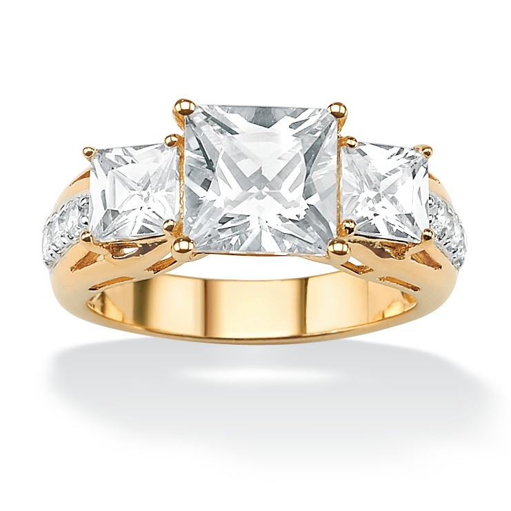 18k Gold over Sterling Silver Princess-Cut and Round DiamonUltra&trade; Cubic...